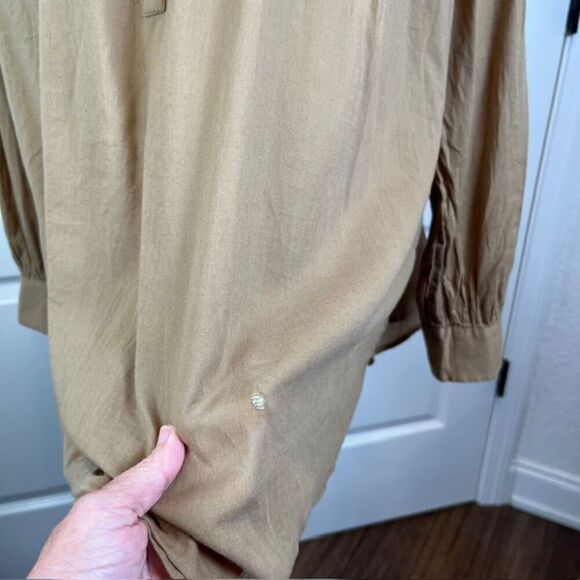 Nili Lotan Miles Blouse in Camel Tan Button Front Collar FOR REPAIR Size Medium - Picture 7 of 15